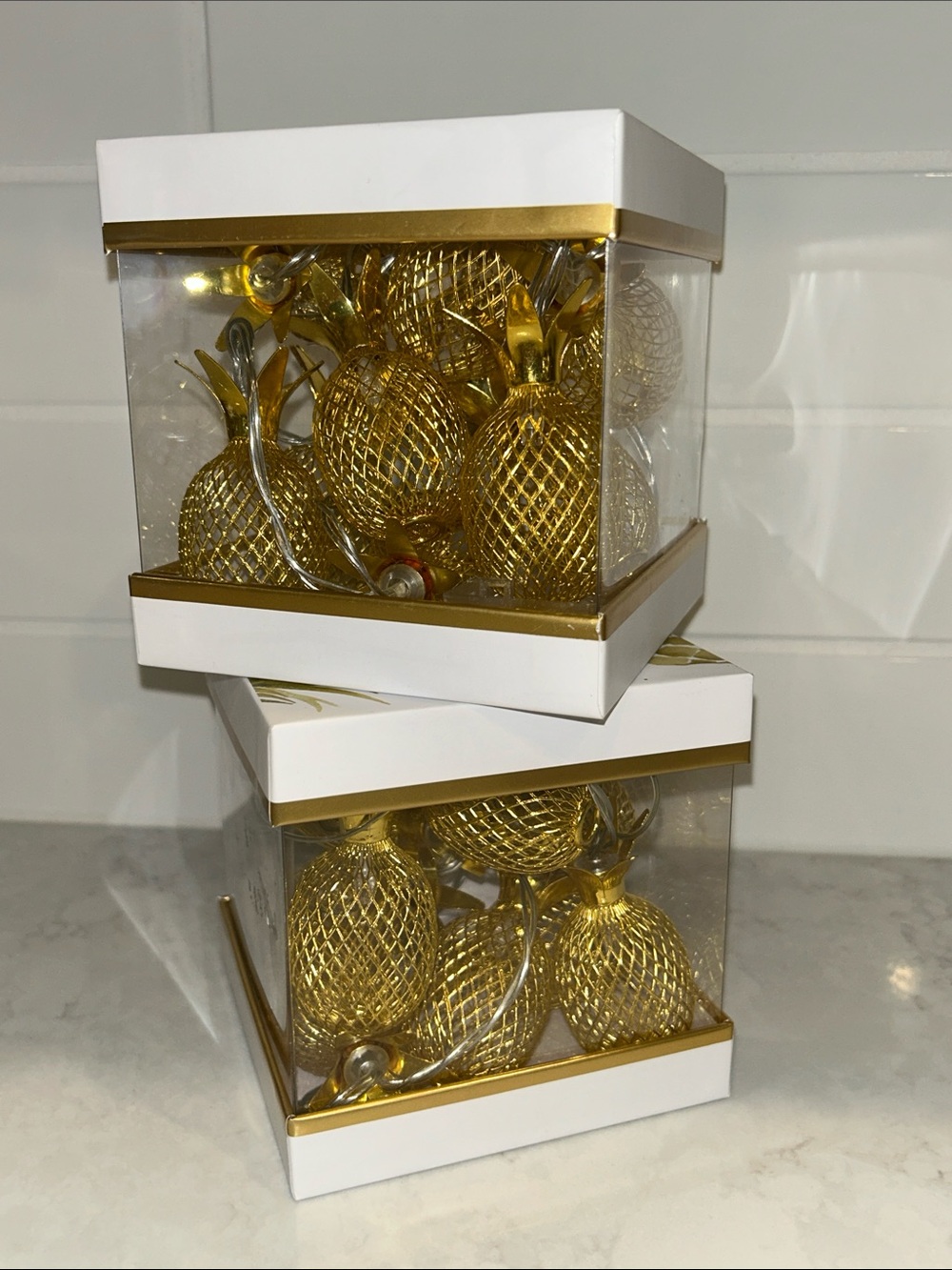 Tommy Bahama Golden Pineapple Lights string of 10 (x2) NEW